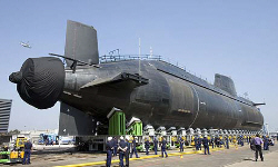 HMS Astute is launched at the BAE Systems shipyard