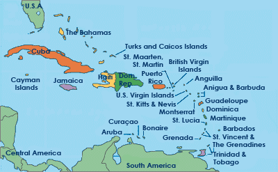 Map of Caribbean